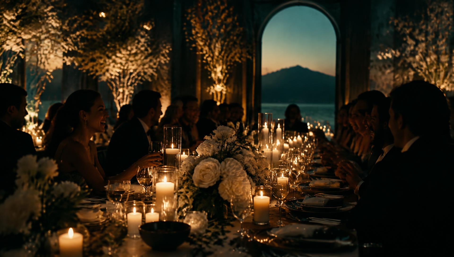 Candlelit dinner with guests